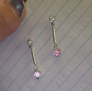 Elegant Pink and Silver Drop Earrings